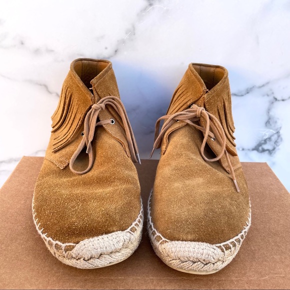 Saint Laurent Tan Suede Fringe Espadrille desert boot booties IT 39.5 US 9.5 - Picture 3 of 16
